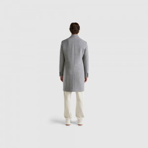 Abrigos Benetton Double-breasted coat in wool blend Hombre Grises | PKVHIW963