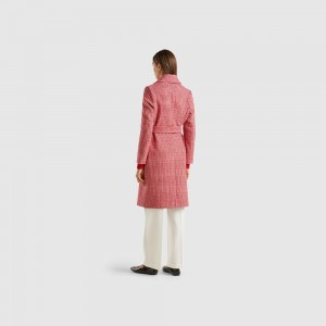 Abrigos Benetton Lightweight houndstooth Mujer Rojos | CMSUVK038