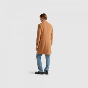 Abrigos Benetton Lined coat in wool blend Hombre Marrom | PYXFKW651