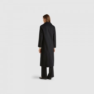 Abrigos Benetton Long lined Mujer Negros | JFVLRE981