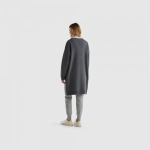 Abrigos Benetton Reversible knit Mujer Grises | BFJDCI829