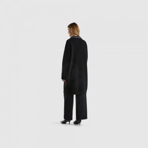 Abrigos Benetton Reversible knit Mujer Negros | TOFLQW058