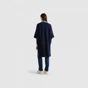 Abrigos Benetton Reversible open Mujer Azules Oscuro | XLQYHD179