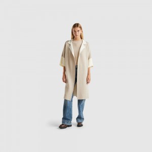 Abrigos Benetton Reversible open Mujer Blancos | BIUFSC029