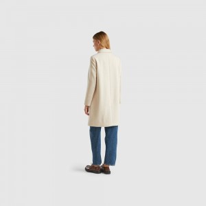 Abrigos Benetton Short in wool blend Mujer Beige | YLBJGZ634
