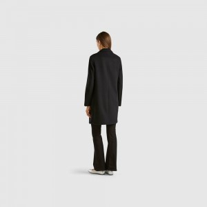 Abrigos Benetton Short in wool blend cloth Mujer Negros | TAYQOU249