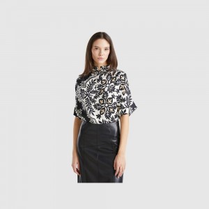 Blusa Benetton Patterned rouches on the neck Mujer Multicolor | THBMDR237