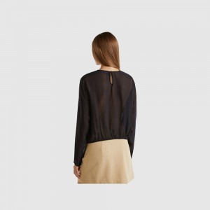 Blusa Benetton pure viscose Mujer Negros | UQKVYS753