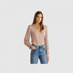 Blusa Benetton satin with geometric pattern Mujer Multicolor | NQSCJB342