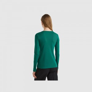 Camisa Manga Larga Benetton Forest 100% cotton Mujer Verdes Oscuro | JSCHBF683