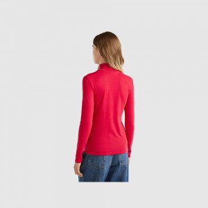 Camisa Manga Larga Benetton high neck Mujer Rojos | NDTFBJ190