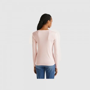 Camisa Manga Larga Benetton pure cotton Mujer Rosas | KOYUBC681