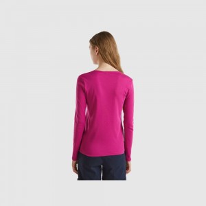 Camisa Manga Larga Benetton pure cotton Mujer Blancos | DGAHQP167