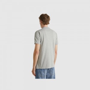 Camisa Polo Benetton Melange slim fit Hombre Grises Claro | NPTAWO048