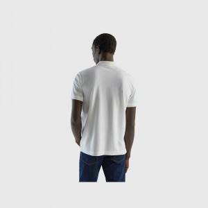 Camisa Polo Benetton Regular fit Hombre Blancos | RQKMTV187