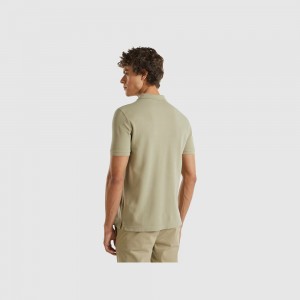 Camisa Polo Benetton Sage regular fit Hombre Verdes Claro | VPFJAC352