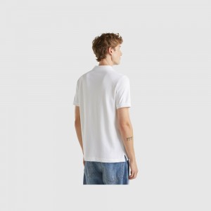 Camisa Polo Benetton Slim fit Hombre Blancos | SAEOWR318