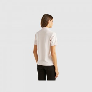 Camisa Polo Benetton stretch organic cotton Mujer Rosas | VZYDWA085