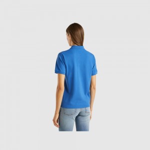 Camisa Polo Benetton stretch organic cotton Mujer Azules | GPAFUS295