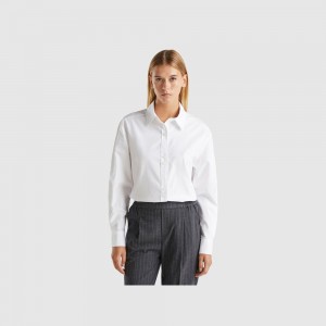 Camisas Benetton 100% cotton Mujer Blancos | KXGMZT723
