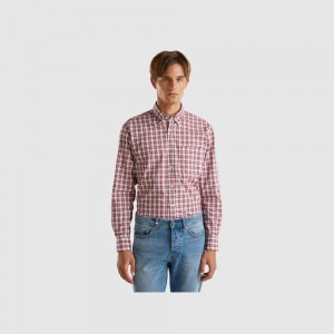 Camisas Benetton Check button-down Hombre Multicolor | YCLPVT795
