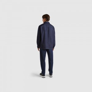 Camisas Benetton Denim overshirt Hombre Azules | GIDONV529