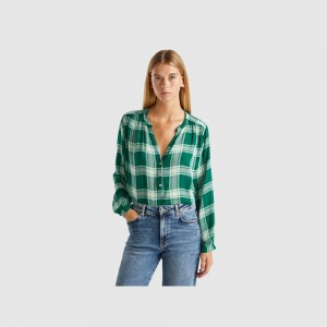 Camisas Benetton Flowy check Mujer Multicolor | BQAFWN720