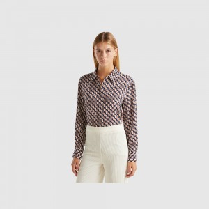 Camisas Benetton Flowy patterned Mujer Multicolor | XIJYZS176