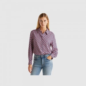 Camisas Benetton Flowy patterned Mujer Multicolor | YMRDAV803