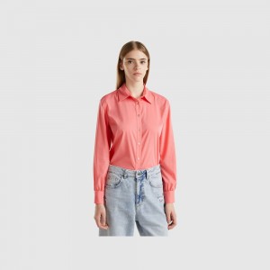 Camisas Benetton Flowy stretch Mujer Rosas | BAIRQN412