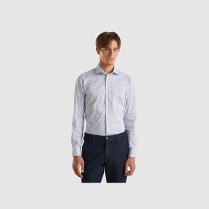 Camisas Benetton Patterned slim fit Hombre Multicolor | CVPSTI942