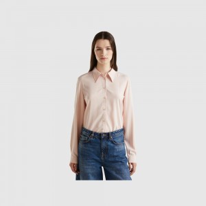 Camisas Benetton Regular fit viscose Mujer Rosas | PRNHXF253