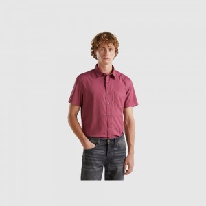 Camisas Benetton pocket Hombre Vino | LIJKFQ951