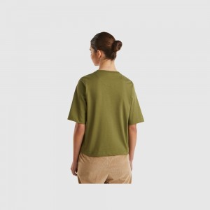 Camiseta Benetton 100% cotton boxy fit Mujer Verdes | GIZLME438