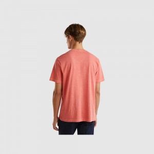 Camiseta Benetton 100% cotton print Hombre Coral | DGHNYM261