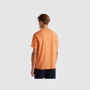 Camiseta Benetton 100% organic cotton basic Hombre Naranjas | QUAFZW528