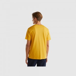 Camiseta Benetton 100% organic cotton basic Hombre Moutarde | BJFEAI293