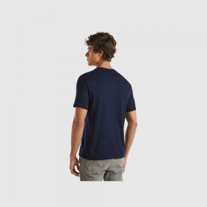 Camiseta Benetton 100% organic cotton basic Hombre Azules Oscuro | ENFUGJ179