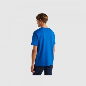 Camiseta Benetton 100% organic cotton basic Hombre Azules | RNPZTX978