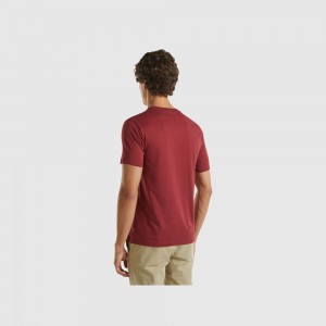 Camiseta Benetton Burgundy Hombre Vino | UYLTOR193
