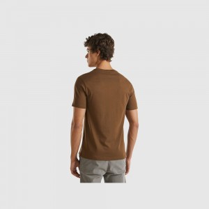 Camiseta Benetton Coffee Hombre Marrom | QEXACY294