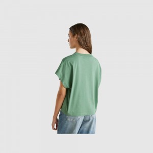 Camiseta Benetton Kimono sleeve Mujer Verdes | PFOVKZ516