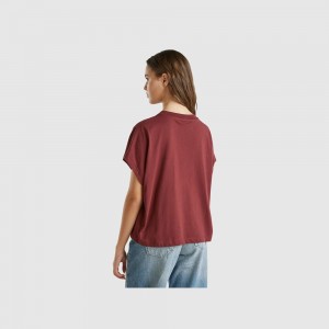 Camiseta Benetton Kimono sleeve Mujer Vino | OGMZTY043