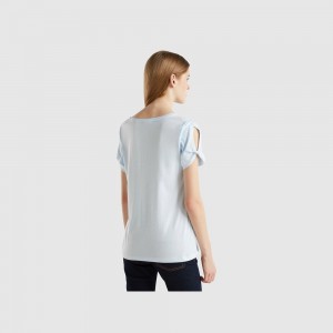 Camiseta Benetton Modal blend Mujer Azules | WAYFJR870