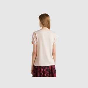 Camiseta Benetton Modal blend Mujer Rosas | ZARNYF270