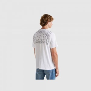 Camiseta Benetton bandana print Hombre Blancos | QZEFYH238