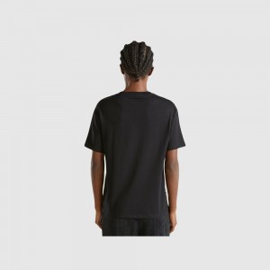Camiseta Benetton foil print Mujer Negros | XIJTWY045