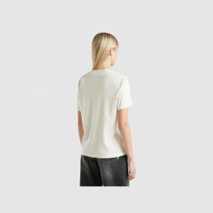 Camiseta Benetton jewel effect applique Mujer Blancos | VJPETM710