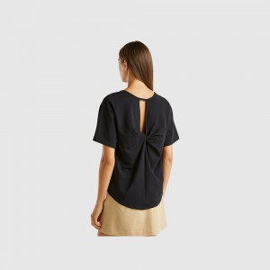Camiseta Benetton opening at back Mujer Negros | NAHCEJ120
