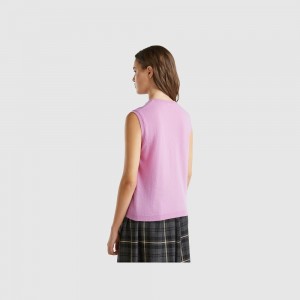 Chaleco Benetton Lilac pure Merino wool Mujer Morados | PDTJYE425